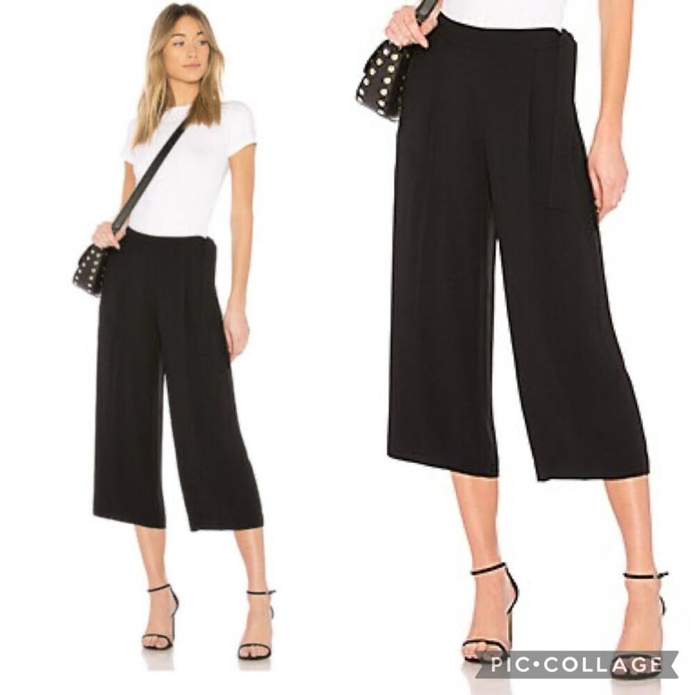Vince Belted Culotte Wide Leg Trouser Pant in Black Size 0 Office Dressy Minimal